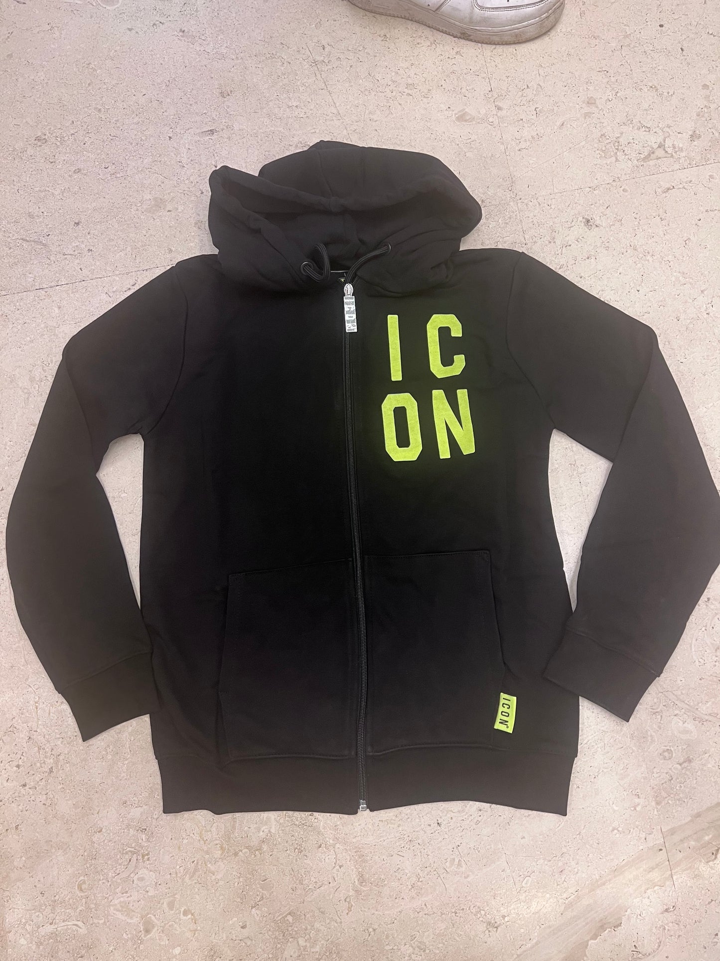Felpacon con zip cappuccio manica lunga