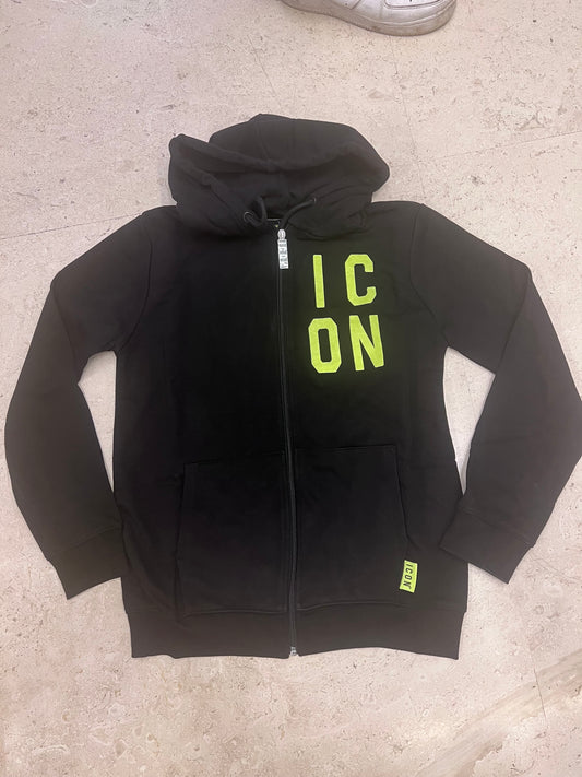 Felpacon con zip cappuccio manica lunga